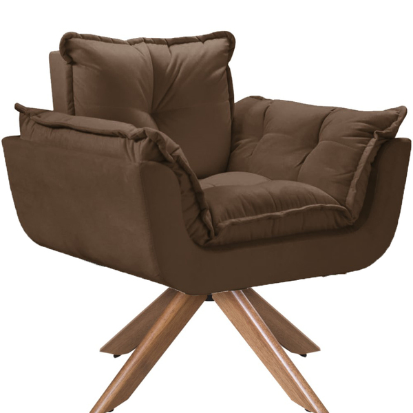Poltrona Opalla 1 Lugar Base Giratória Madeira Marrom