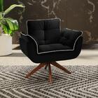 Poltrona Opalla Base Giratória Preto Com Debrum Branco