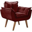 Poltrona Opalla Base Palito  01 Lugar Suede Bordô