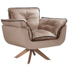 Poltrona Opalla Com Debrum E Base Giratória Capuccino/preto