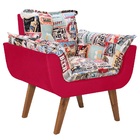 Poltrona Opalla Retrô Bar Base Palito Imbuia Vermelho