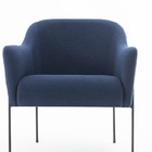 Poltrona Organic Linho Azul Marinho Base Aço Preto - Ooca Móv