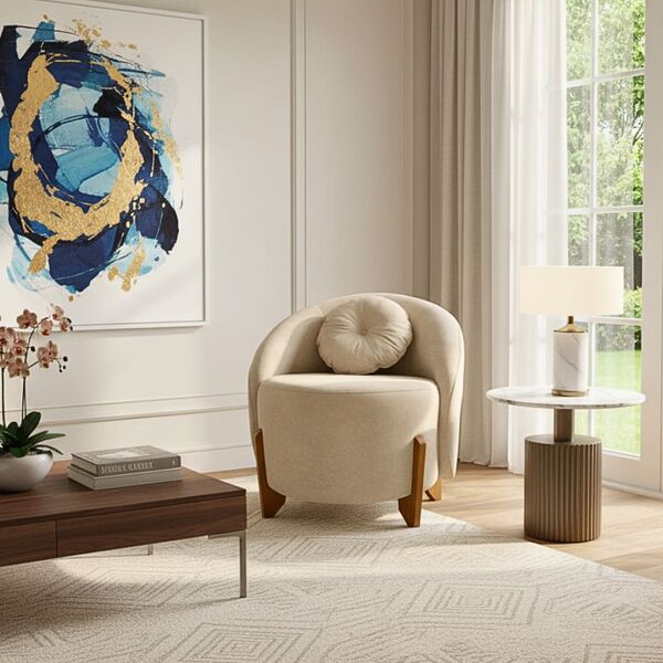 Poltrona Orgânica Curva Amsterdã Boucle Bege - Montanari's De