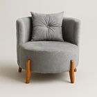 Poltrona Orgânica Curva Luna Veludo Cinza Claro - Montanaris