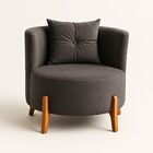 Poltrona Orgânica Curva Luna Veludo Cinza - Montanaris Decor