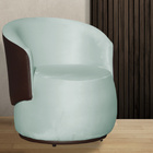 Poltrona Orgânica Decorativa Beatriz Veludo Acqua/pu Marrom -