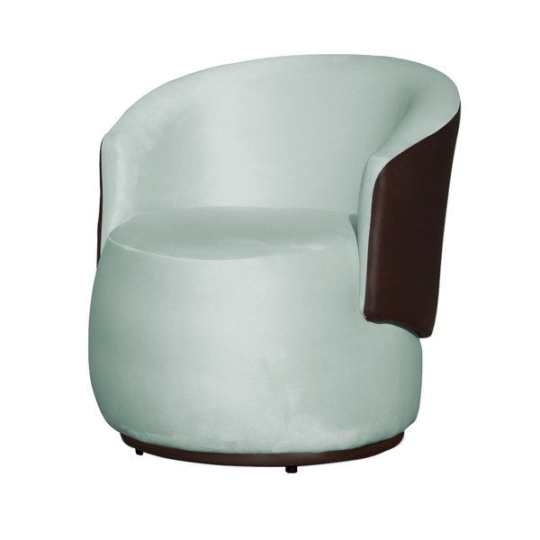 Poltrona Orgânica Decorativa Beatriz Veludo Acqua/pu Marrom -