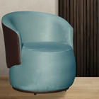 Poltrona Orgânica Decorativa Beatriz Veludo Azul Turquesa/pu