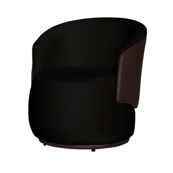 Poltrona Orgânica Decorativa Beatriz Veludo Preto/pu Marrom -