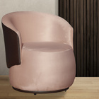 Poltrona Orgânica Decorativa Beatriz Veludo Rosa/pu Marrom -