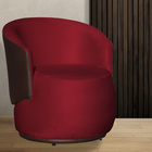 Poltrona Orgânica Decorativa Beatriz Veludo Vermelho/pu Marro
