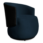 Poltrona Orgânica Decorativa Lara Veludo Azul Marinho/pu Pret