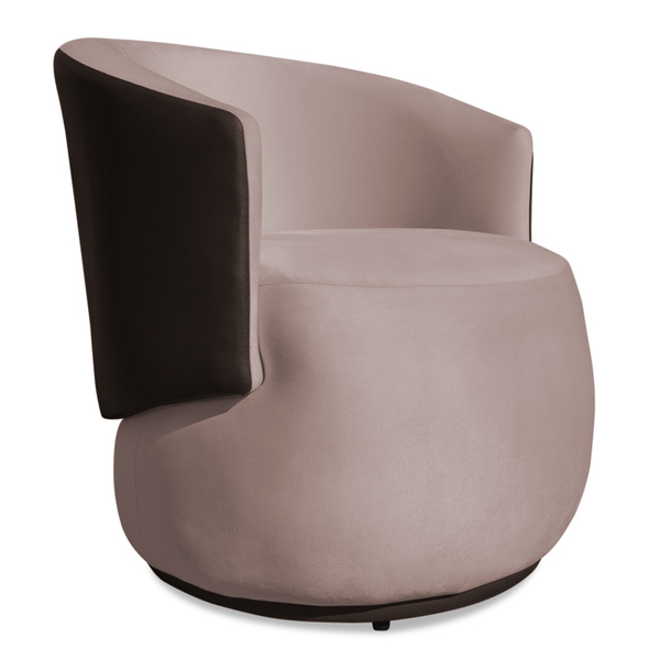 Poltrona Orgânica Decorativa Lara Veludo Rosê/pu Marrom - Mon