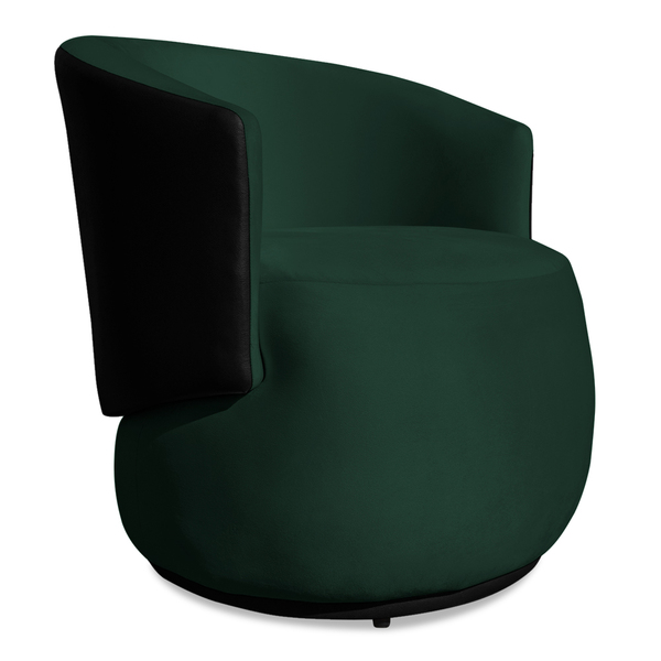 Poltrona Orgânica Decorativa Lara Veludo Verde/pu Preto - Mon