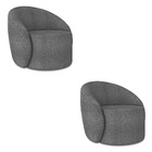 Poltrona Orgânica Giratória Kit 2 Lua Bouclê Grafite D03 - D'