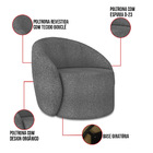 Poltrona Orgânica Giratória Kit 2 Lua Bouclê Grafite D03 - D'