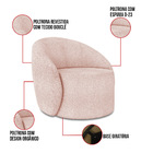 Poltrona Orgânica Giratória Kit 2 Lua Bouclê Rosê D03 - D'ros