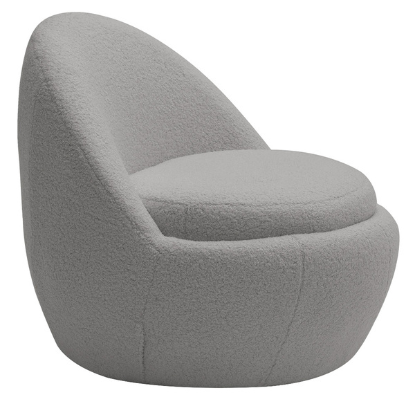 Poltrona Orgânica Kaira Base Fixa Bouclé Sheep Cinza - Nexta