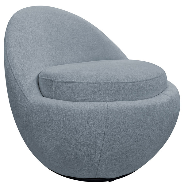 Poltrona Orgânica Kaira Giratória Bouclé Azul Claro - Nexta C