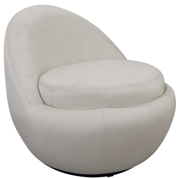 Poltrona Orgânica Kaira Giratória Veludo Off White - Nexta Ca