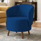 Poltrona Orgânica Suede Aisha Sala Escritório Pé Madeira Mari