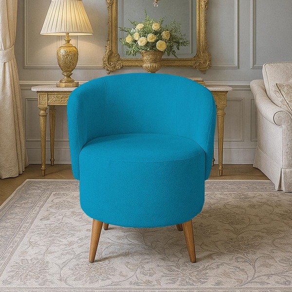 Poltrona Orgânica Suede Aisha Sala Escritório Pé Madeira Turq