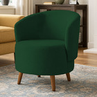 Poltrona Orgânica Suede Aisha Sala Escritório Pé Madeira Verde