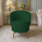 Poltrona Orgânica Suede Aisha Sala Escritório Pé Madeira Verde