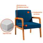 Poltrona Ottawa Linho Azul Marinho