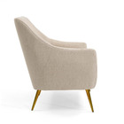 Poltrona Paloma Linho Bege C-129 Pés Palito Metálico Bronze -