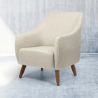 Poltrona Paloma Linho Bege C-466 Pés De Madeira D07 - D'rossi