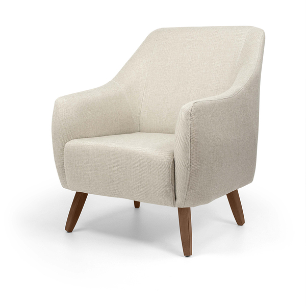 Poltrona Paloma Linho Bege C-466 Pés De Madeira D07 - D'rossi