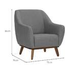 Poltrona Paloma Linho Mescla Cinza E Castanho