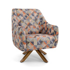 Poltrona Paloma Veludo Estampado A-347 Base Giratória Madeira