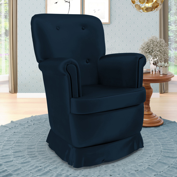 Poltrona Pandora Com Balanço / N-025 Veludo Azul Marinho