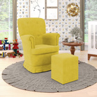 Poltrona Pandora Com Balanço E Puff Izar Sued Amarelo Aradecor