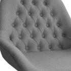 Poltrona Pandora Linho Chumbo Com Capitonê E Base Giratória M