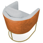 Poltrona Paola Corano Nozes Com Linho Base Metálica Dourado D