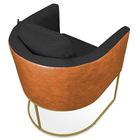 Poltrona Paola Corano Nozes Com Linho Base Metálica Dourado D