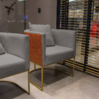 Poltrona Paola Corano Nozes Com Linho Base Metálica Dourado D