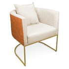 Poltrona Paola Corano Nozes Com Linho Bege A19 Base Metálica