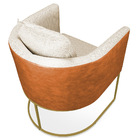 Poltrona Paola Corano Nozes Com Linho Bege A19 Base Metálica