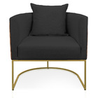 Poltrona Paola Corano Nozes Com Linho Preto A79 Base Metálica