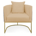 Poltrona Paola Corano Preto Com Linho Areia A122 Base Metálic