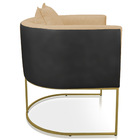 Poltrona Paola Corano Preto Com Linho Base Metálica Dourado -