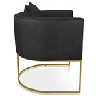 Poltrona Paola Corano Preto Com Linho Base Metálica Dourado D