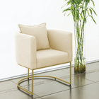 Poltrona Paola Linho  Base Metálica Dourado - D'rossi - Bege