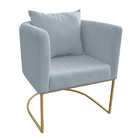 Poltrona Paola Linho Cinza Claro A05 Base Metálica Dourado D0