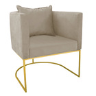 Poltrona Paola Suede Base Metálica Dourado D03 - D'rossi Bege