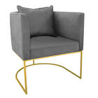 Poltrona Paola Suede Grafite Base Metálica Dourado D03 - D'ro